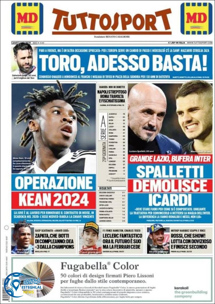 روزنامه ورزشی توتو اسپورت دوشنبه 12 فروردین 1398