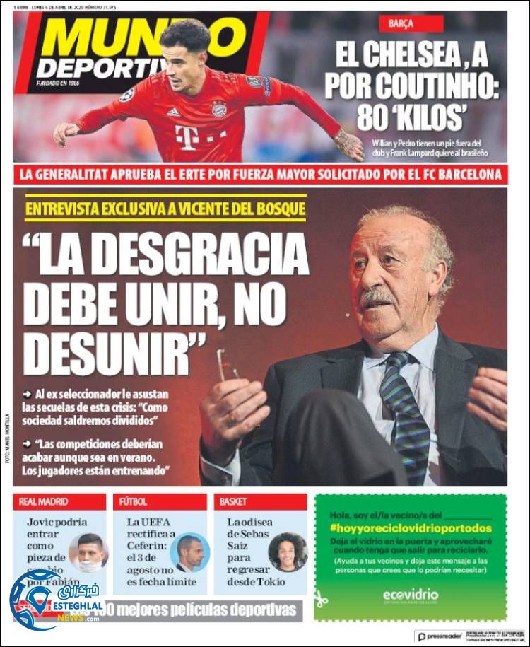 روزنامه ورزشی موندو دپورتیوو دوشنبه 18 فروردین 1399