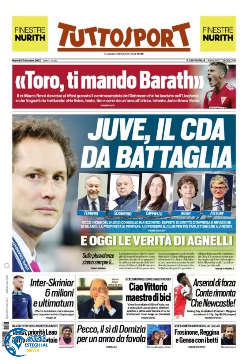 روزنامه ورزشی توتو اسپورت سه شنبه 6 دی 1401 