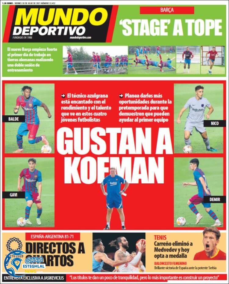 روزنامه ورزشی موندو دپورتیوو شنبه 9 مرداد 1400