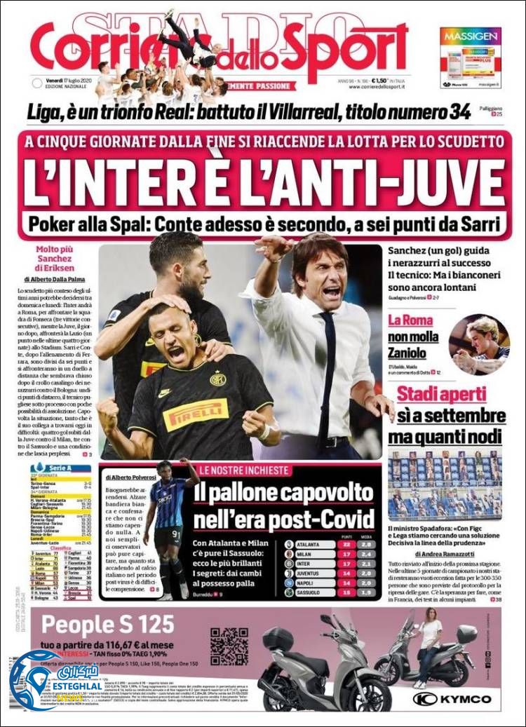 روزنامه ورزشی کوریره دلو اسپورت جمعه 27 تیر 1399 