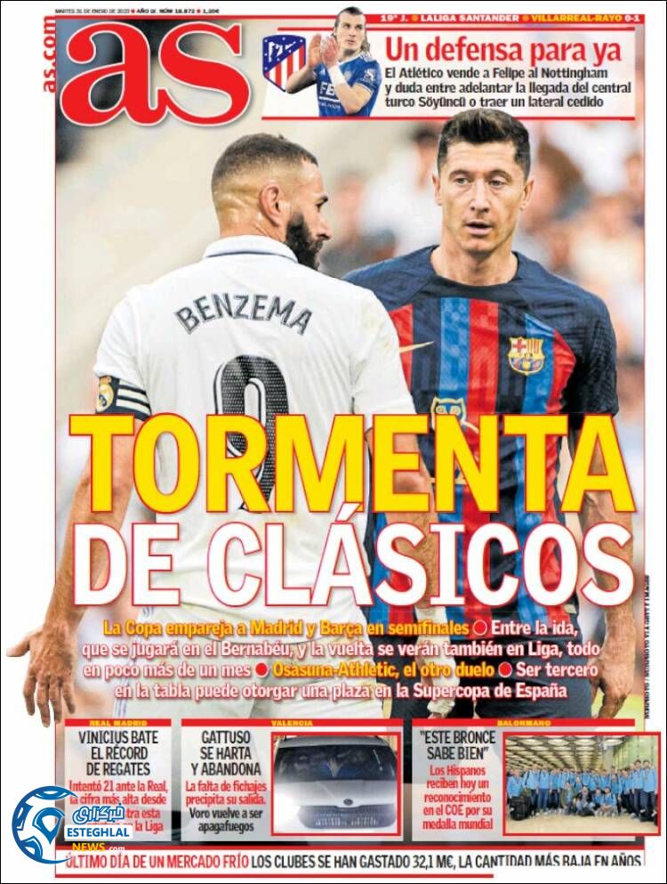 روزنامه ورزشی آ اس سه شنبه 11 بهمن 1401  