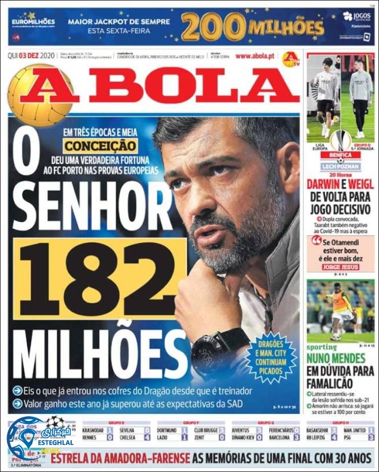 روزنامه ورزشی آبولا پنجشنبه 13 آذر 1399