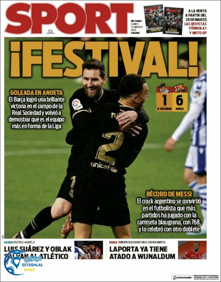 روزنامه ورزشی اسپورت دوشنبه 2 فروردین 1400