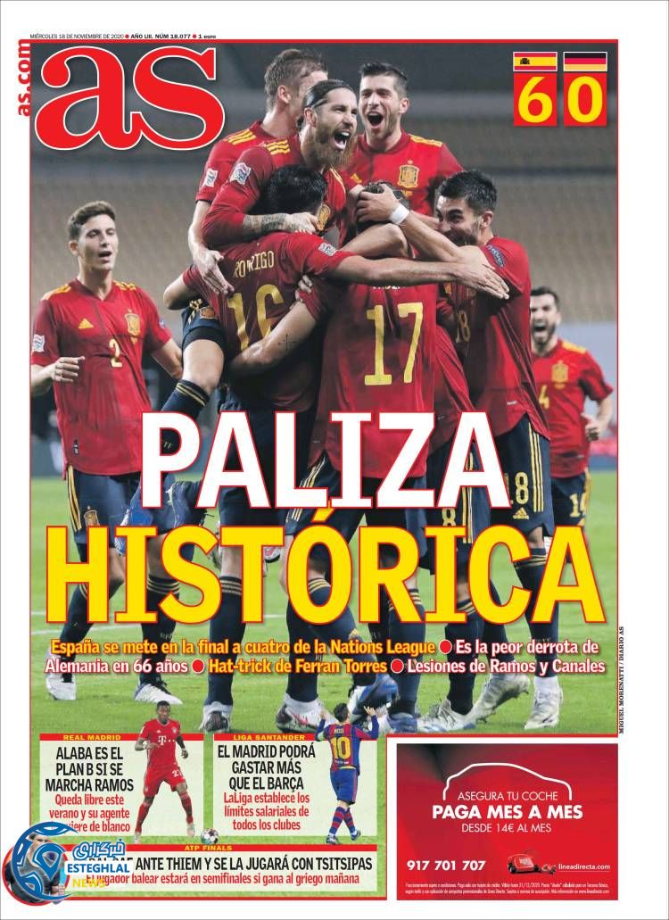 روزنامه ورزشی آاس چهارشنبه 28 آبان 1399