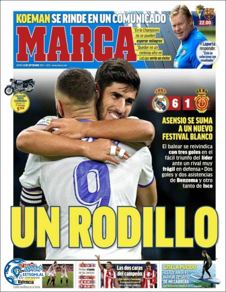 روزنامه ورزشی مارکا پنجشنبه 1 مهر 1400