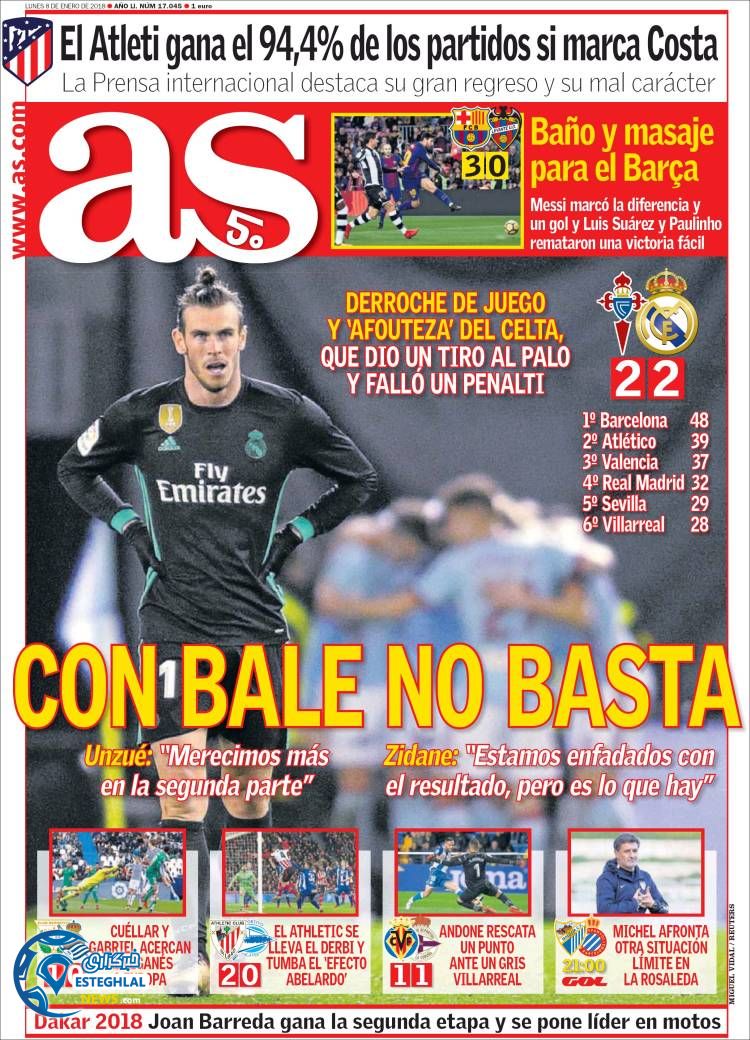 روزنامه آاس دوشنبه 18 دی 1396