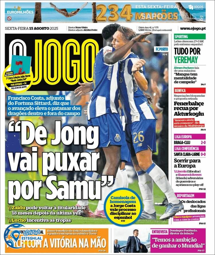 روزنامه  ورزشی اوجوگو  جمعه 24 مرداد 1404 