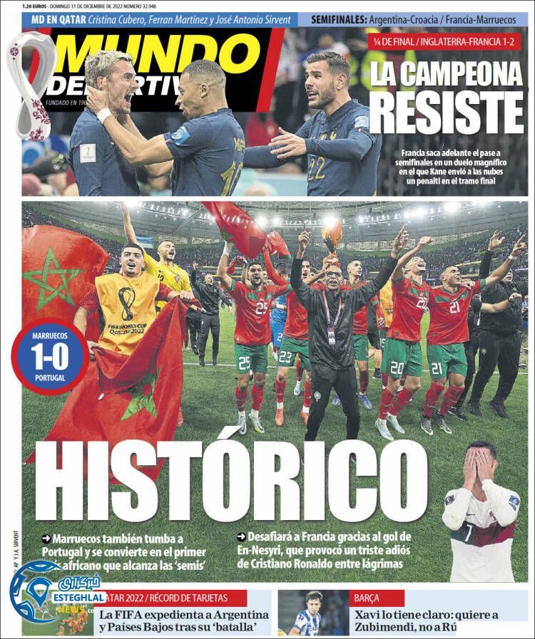 روزنامه ورزشی موندو دپورتیوو یکشنبه 20 آذر 1401