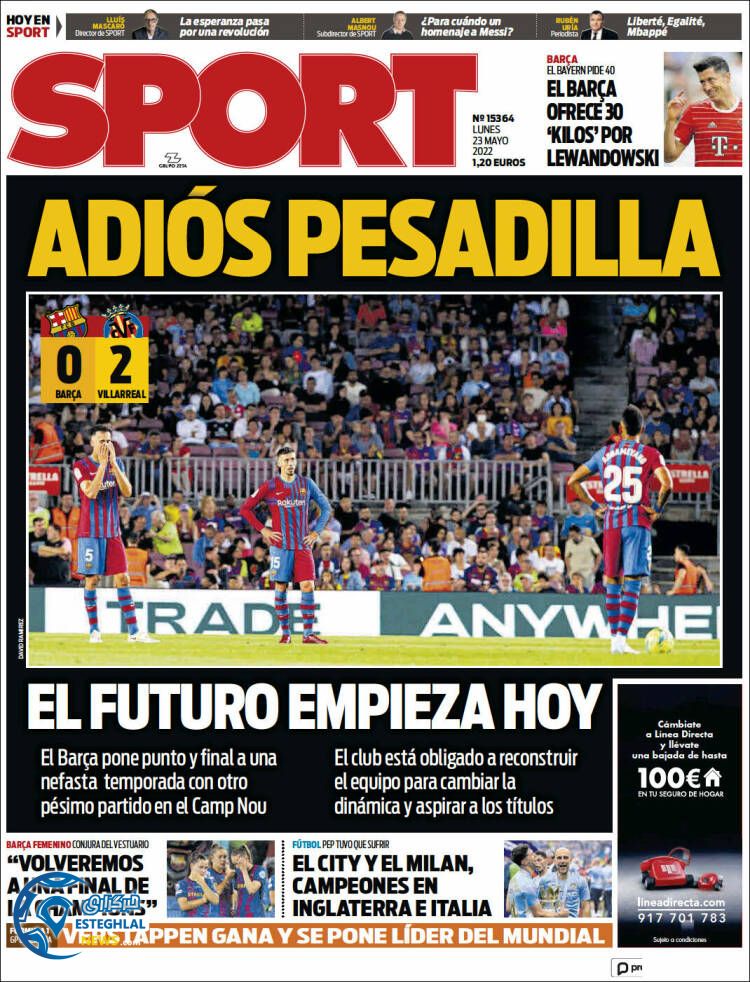 روزنامه ورزشی اسپورت دوشنبه 2 خرداد 1401