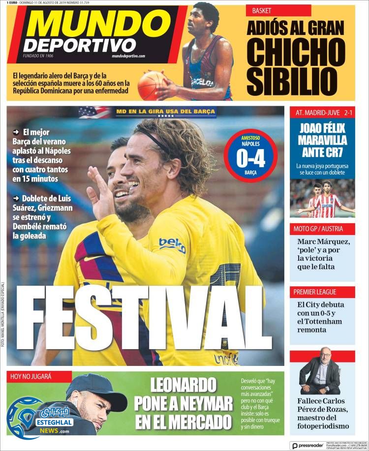 روزنامه ورزشی موندو دپورتیوو یکشنبه 20 مرداد 1398