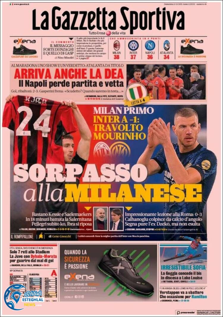 روزنامه ورزشی گاتزتا دلو اسپورت یکشنبه 14 آذر 1400