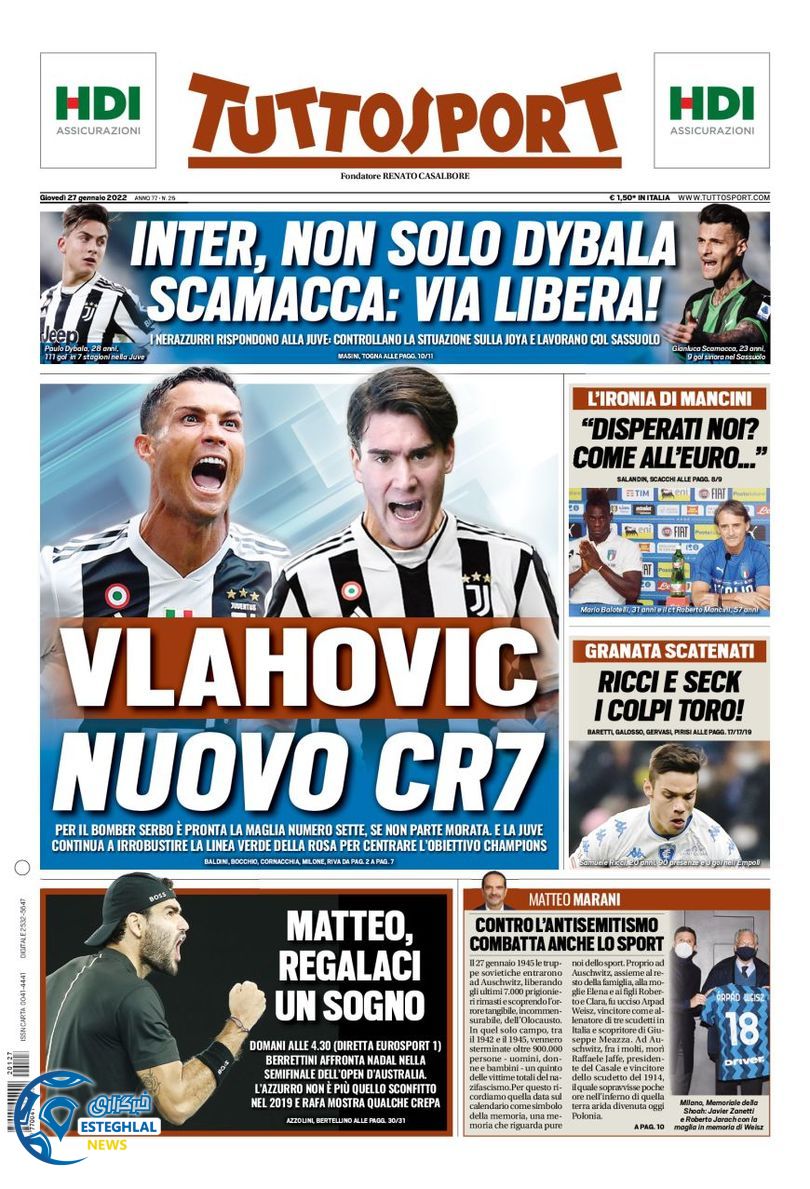 روزنامه ورزشی توتو اسپورت پنجشنبه 7 بهمن 1400