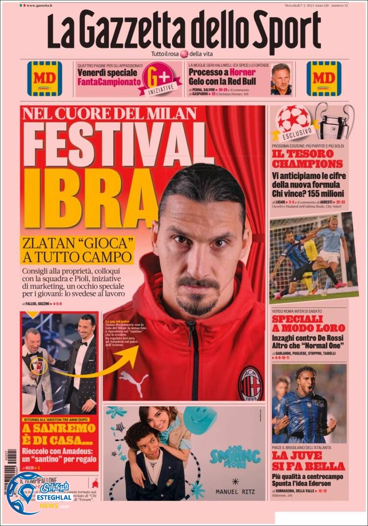 روزنامه ورزشی گاتزتا دلو  اسپورت چهارشنبه 18 بهمن 1402 