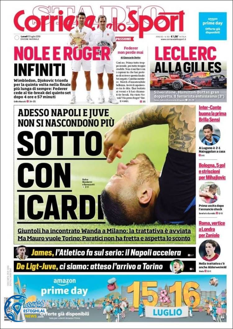 روزنامه ورزشی کوریره دلو اسپورت دوشنبه 24 تیر 1398