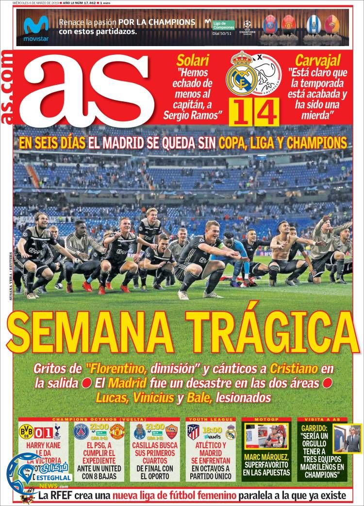 روزنامه ورزشی آاس چهارشنبه 15 اسفند 1397