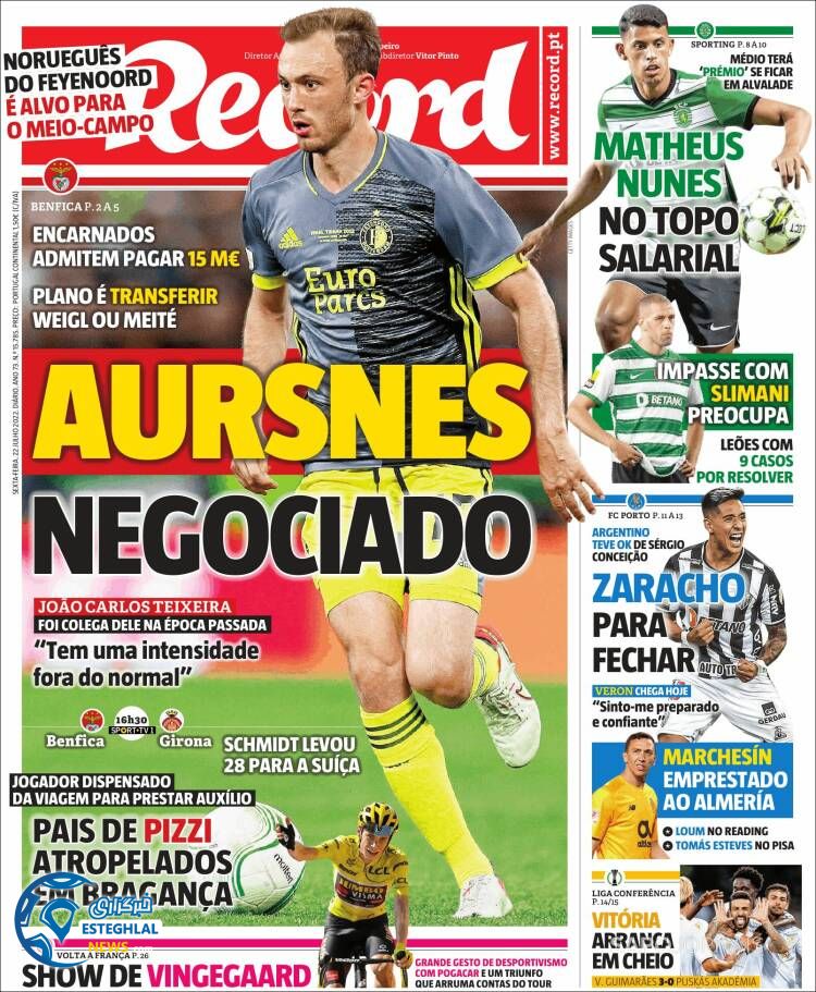 روزنامه ورزشی رکورد جمعه 31 تیر 1401