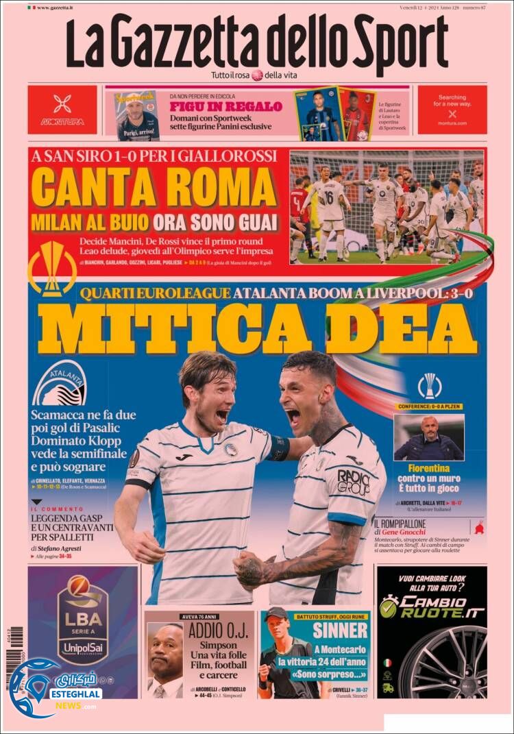 روزنامه ورزشی گاتزتا دلو اسپورت جمعه 24 فروردین 1403 