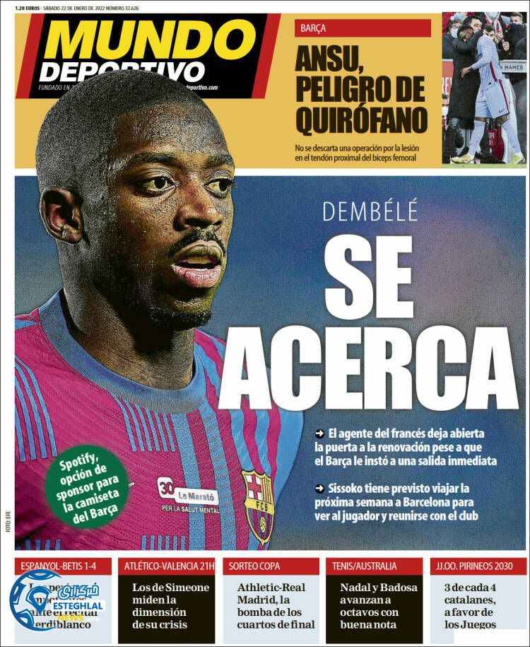 روزنامه ورزشی موتدو دپورتیوو شنبه 2 بهمن 1400