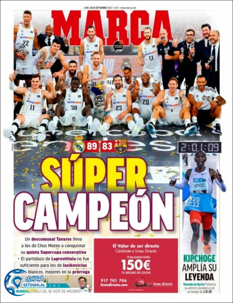 روزنامه ورزشی مارکا دوشنبه 4 مهر 1401