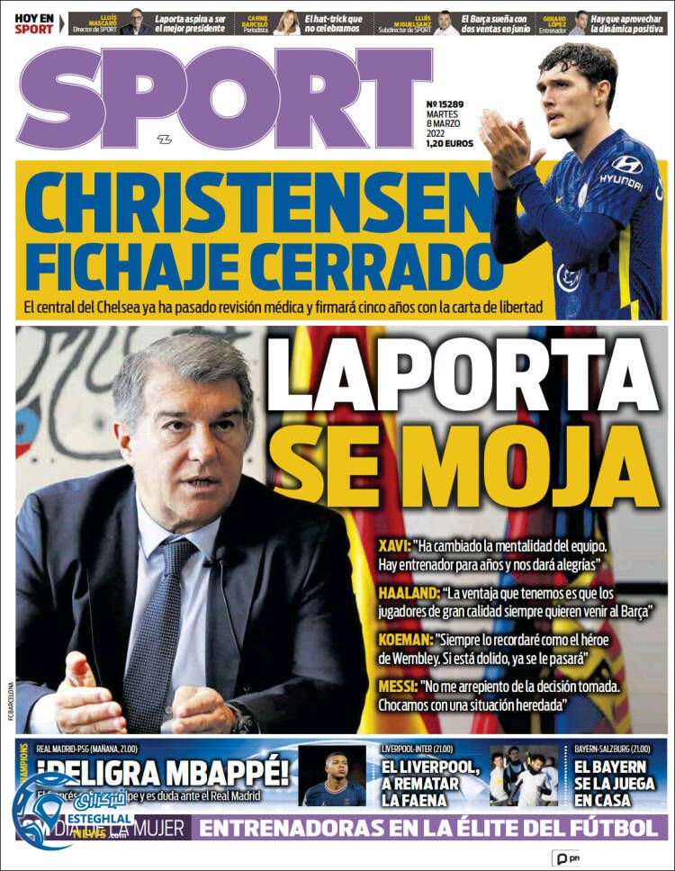 روزنامه ورزشی اسپورت سه شنبه 17 اسفند 1400