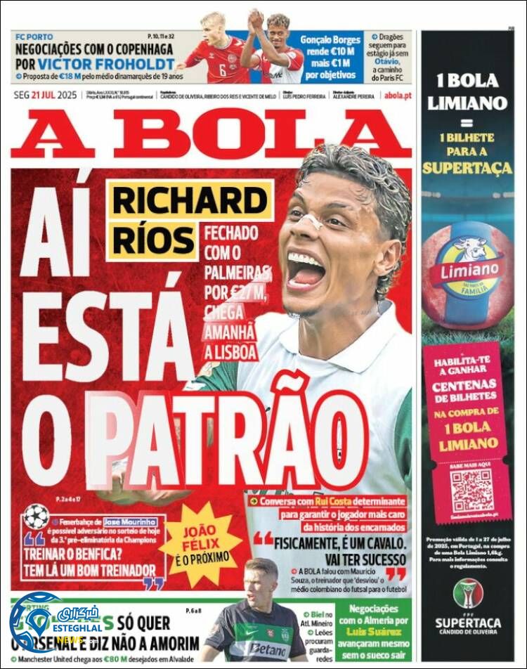 روزنامه ورزشی آبولا دوشنبه 30 تیر 1404  