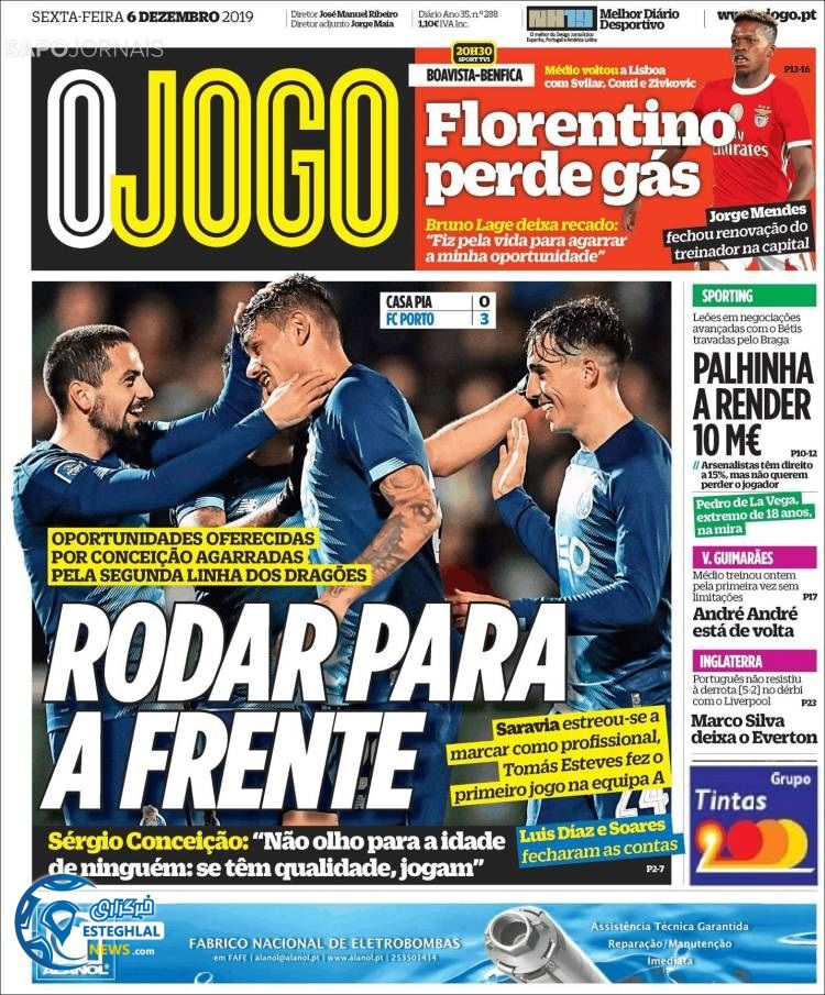 روزنامه ورزشی جوگو جمعه 15 آذر 1398