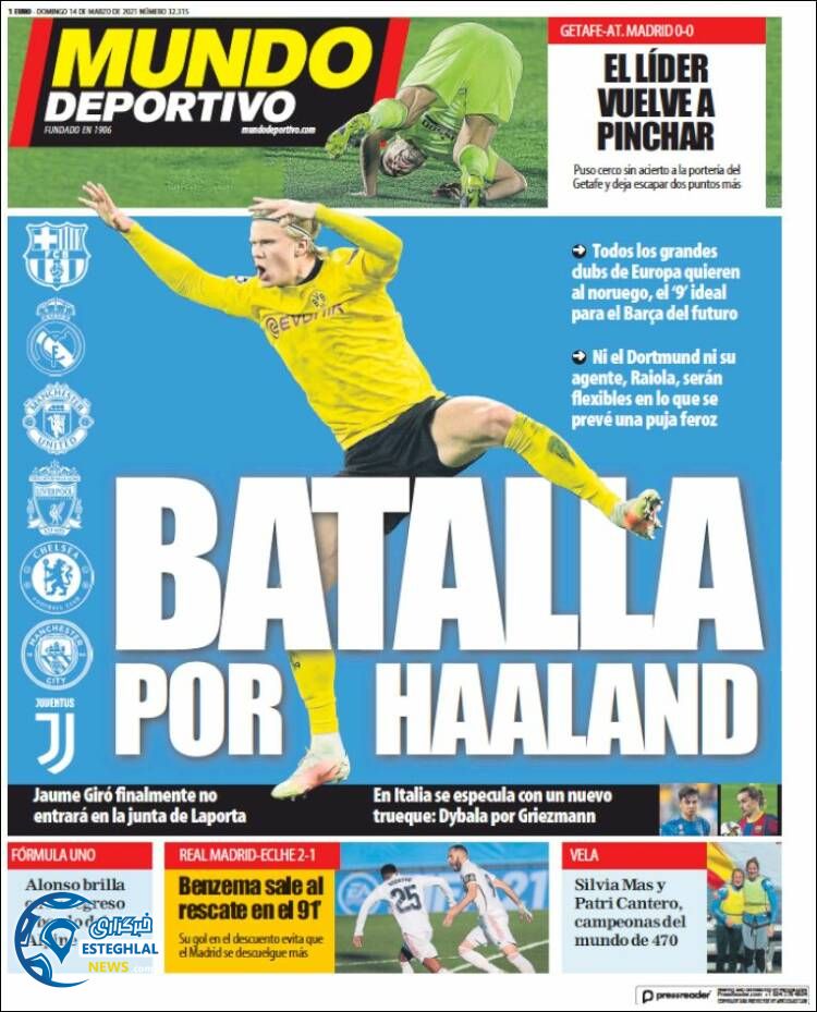 روزنامه ورزشی موندو دپورتیوو یکشنبه 24 اسفند 1399