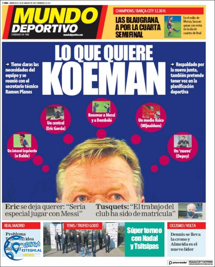 روزنامه ورزشی موندو دپورتیوو چهارشنبه 4 فروردین 1400