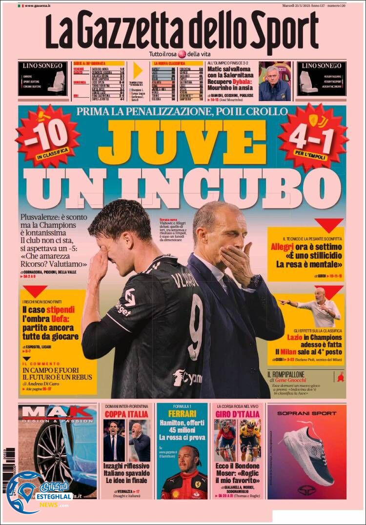 روزنامه ورزشی گاتزتا دلو اسپورت سه شنبه 2 خرداد 1402 