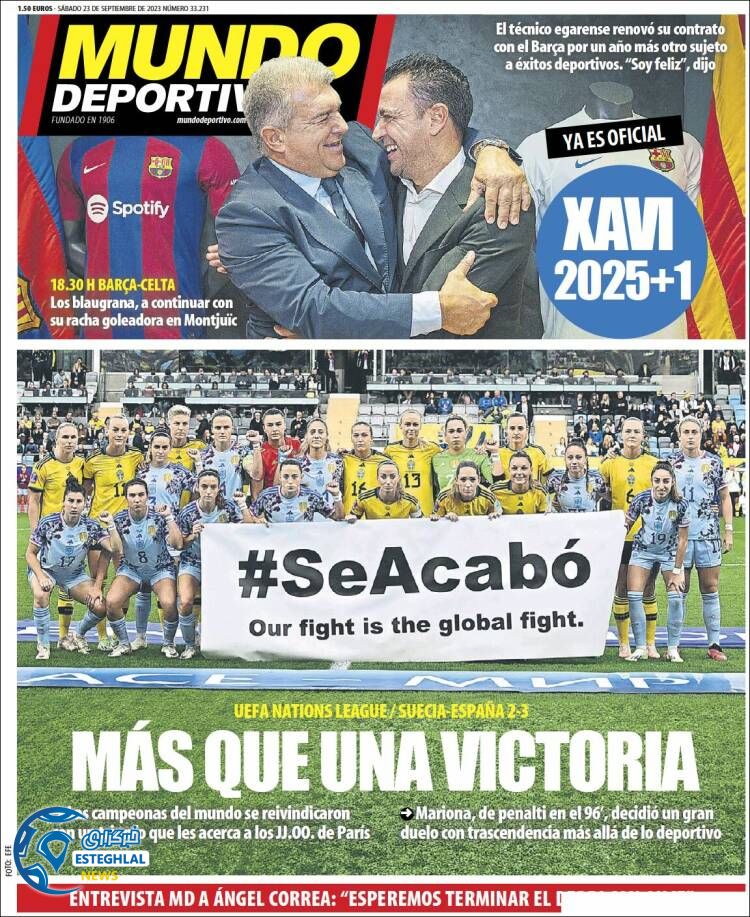 روزنامه ورزشی موندو دپورتیوو شنبه 1 مهر 1402 