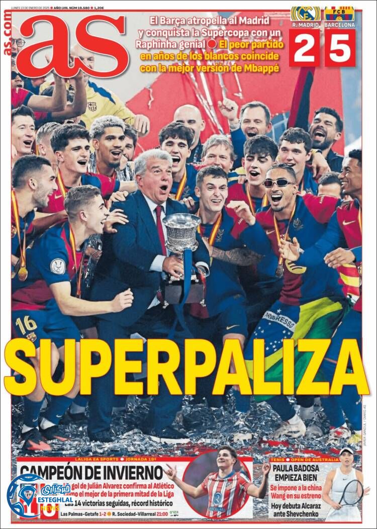 روزنامه ورزشی آ اس دوشنبه 24 دی 1403 