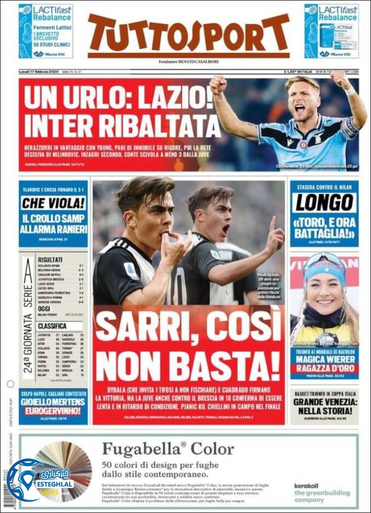 روزنامه ورزشی توتو اسپورت دوشنبه 28 بهمن 1398