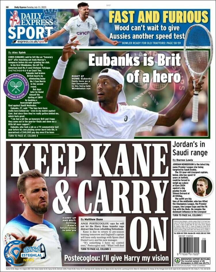 روزنامه ورزشی اکسپرس اسپورت سه شنبه 20 تیر 1402 