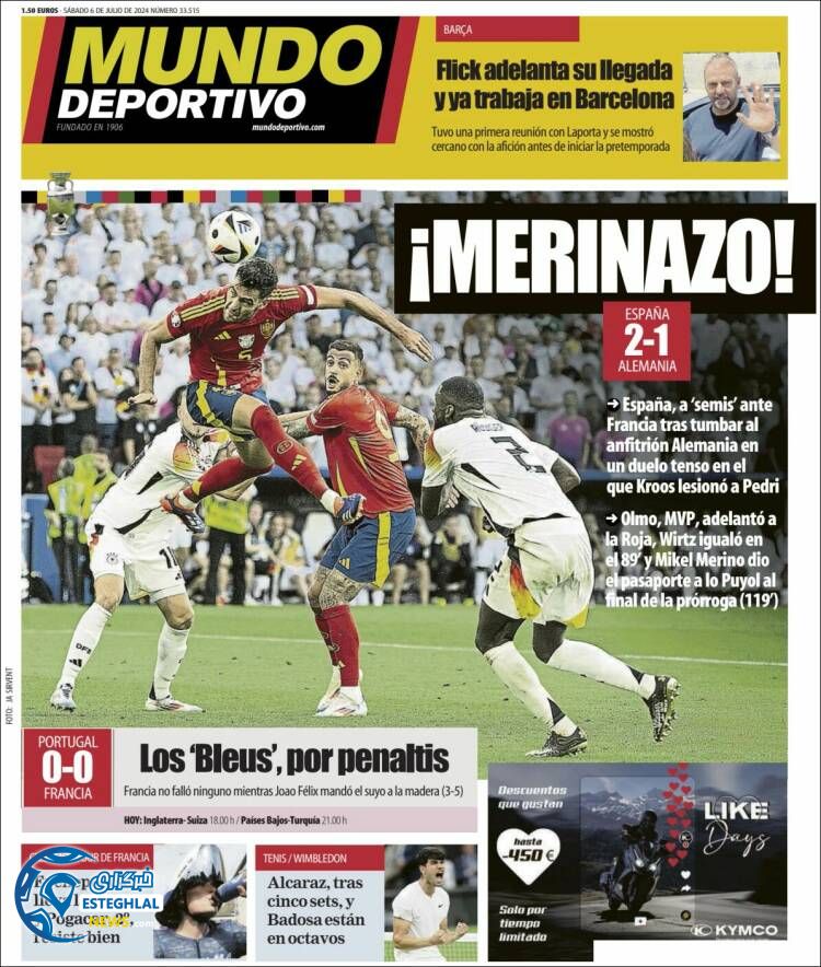 روزنامه ورزشی مونذو ذپوزتیوو شنبه 16 تیر 1403 