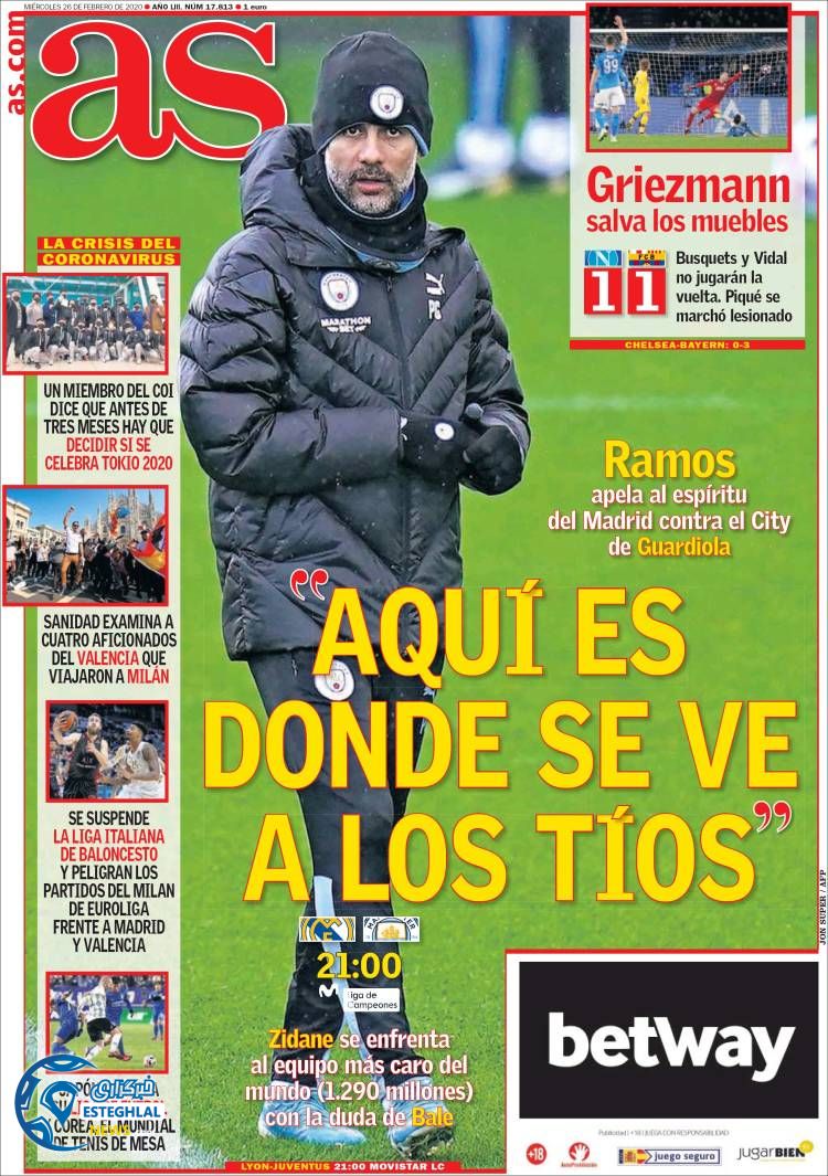 روزنامه ورزشی آاس چهارشنبه 7 اسفند 1398