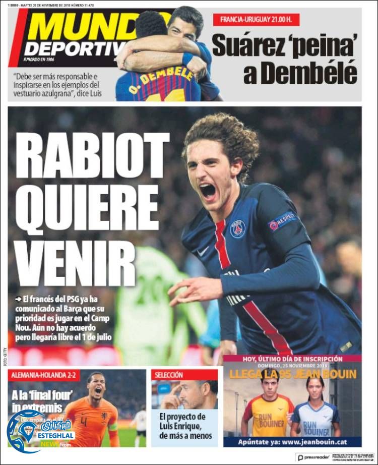 روزنامه ورزشی موندو دپورتیوو سه شنبه 29 آبان 1397