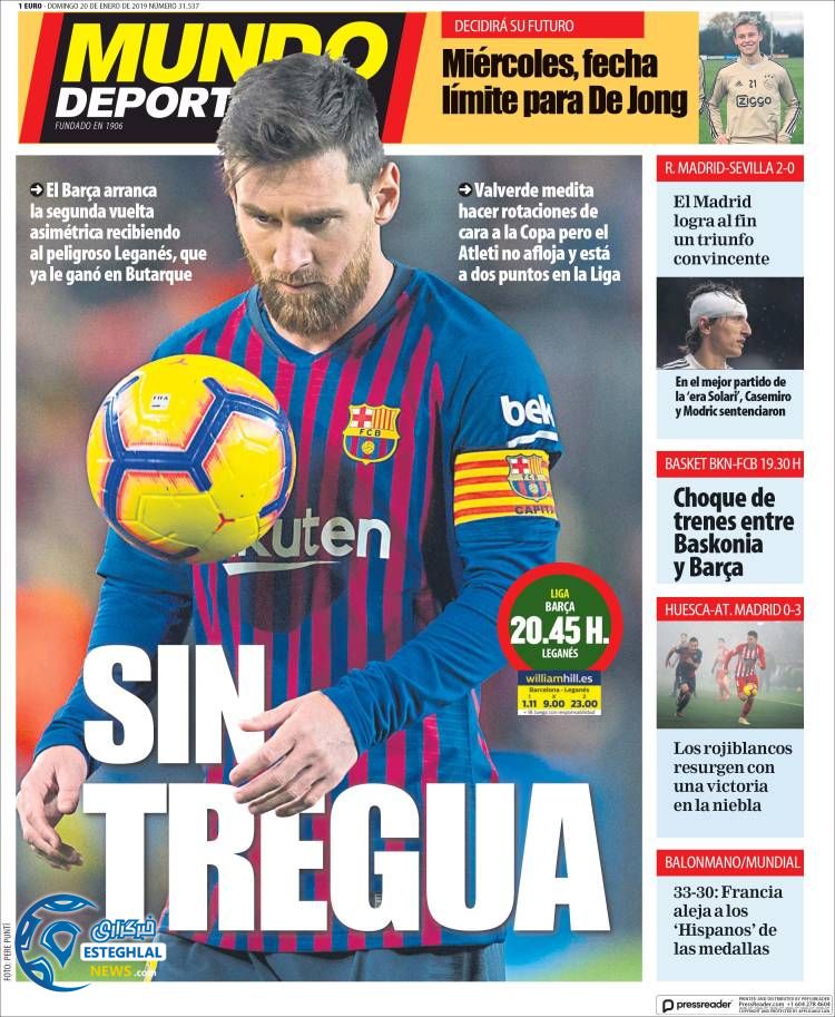 روزنامه ورزشی موندو دپورتیوو یکشنبه 30 دی 1397