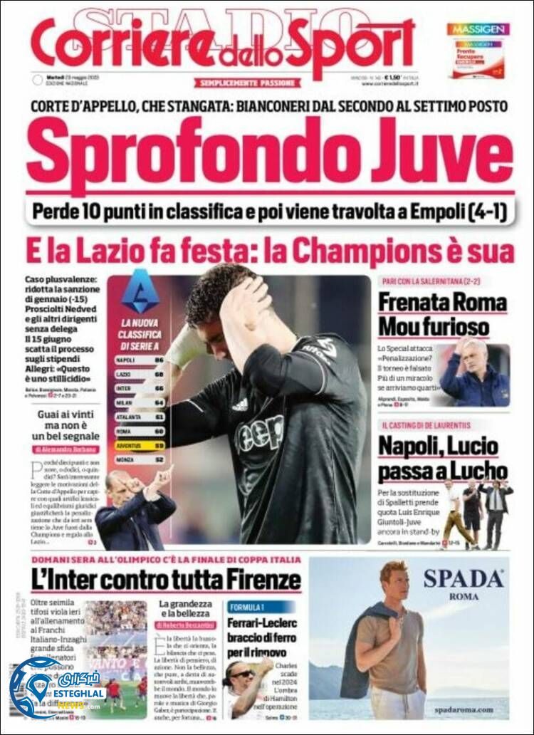 روزنامه ورزشی کوریره دلو اسپورت سه شنبه 2 خرداد 1402 