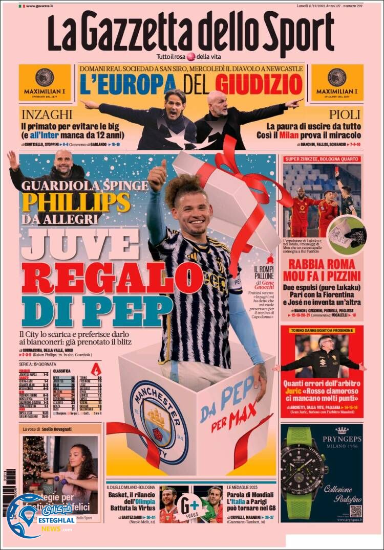 روزنامه ورزشی گاتزتا دلو اسپورت دوشنبه 20 آذر 1402 