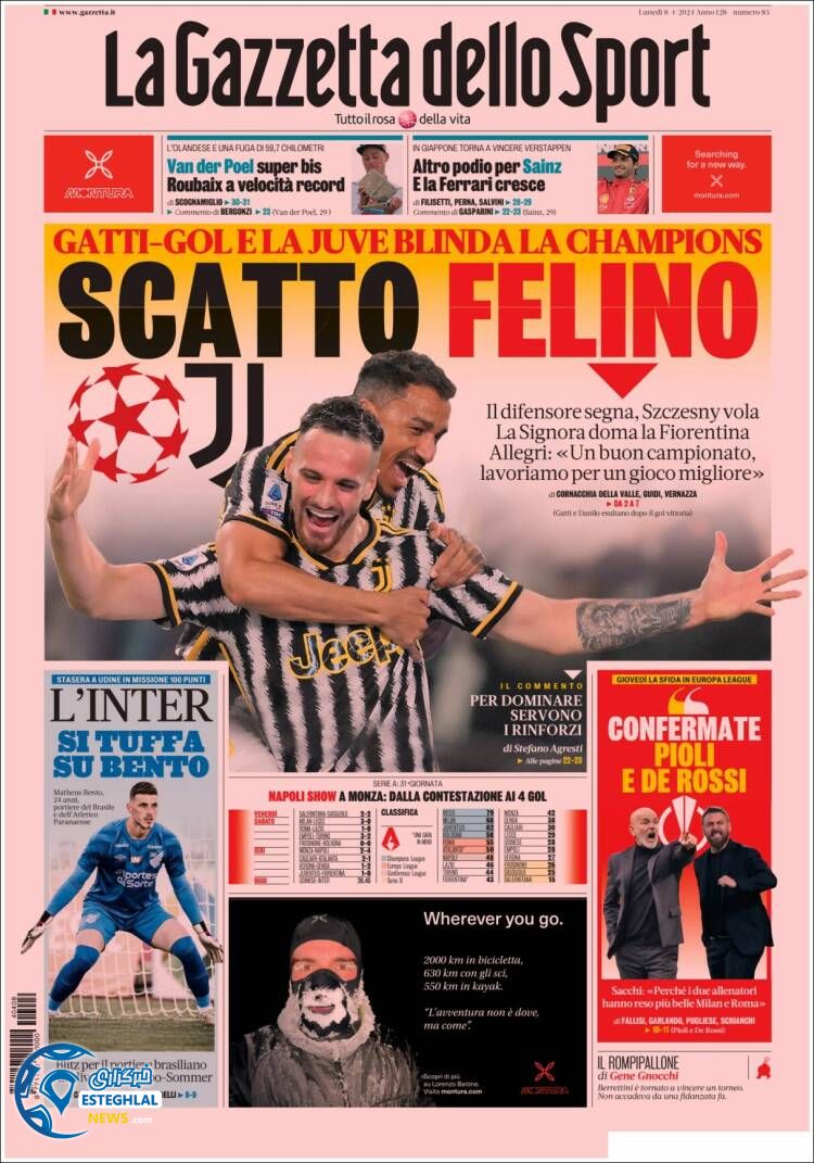 روزنامه ورزشی گاتزتا دلو اسپورت دوشنبه 20 فروردین 1403 