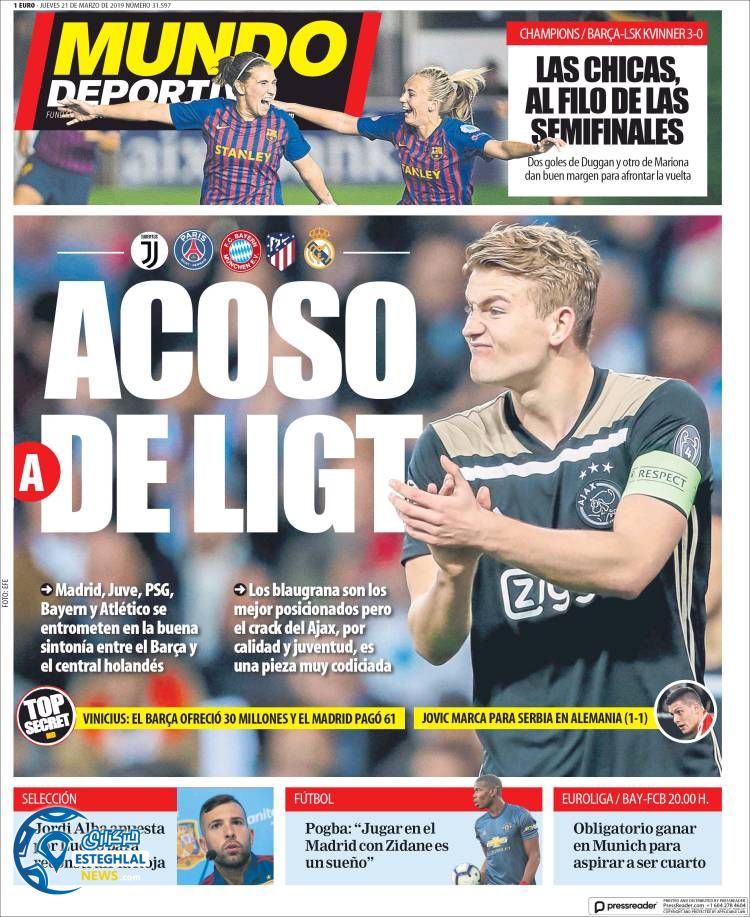 روزنامه ورزشی موندو دپورتیوو پنجشنبه 1 فروردین 1398