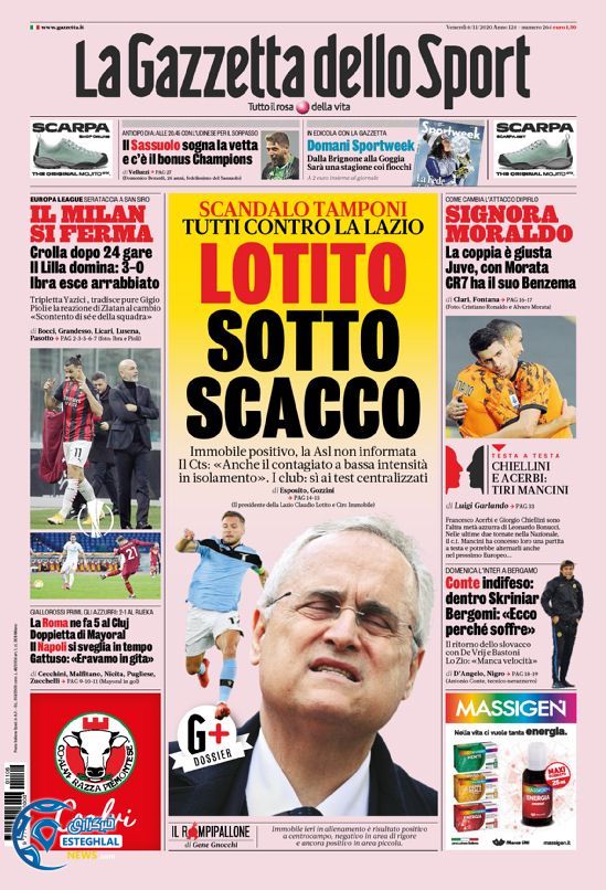 روزنامه ورزشی گاتزتا دلو اسپورت جمعه 16 آبان 1399