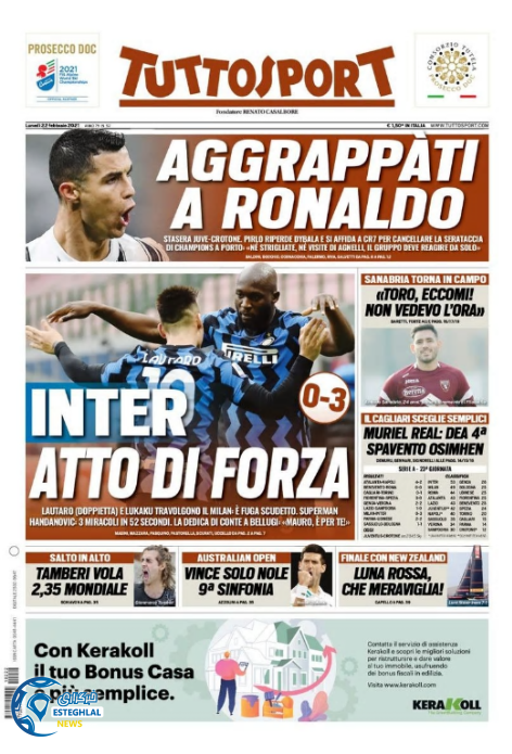 روزنامه ورزشی توتو اسپورت دوشنبه 4 اسفند 1399