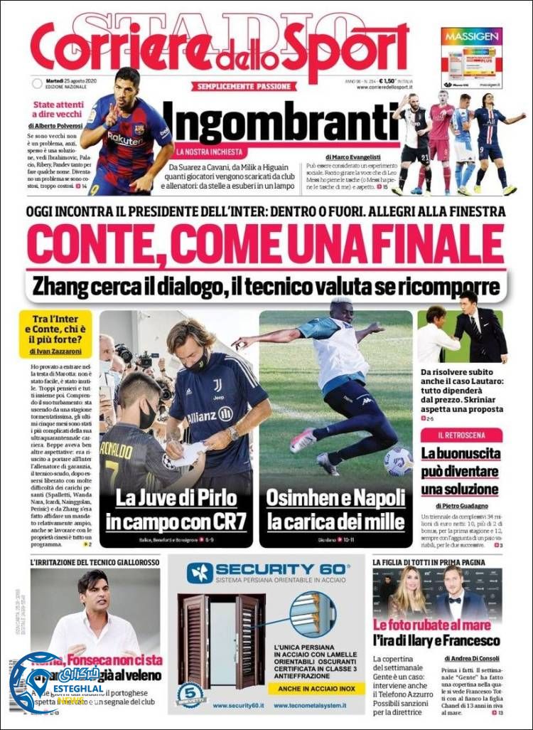 روزنامه ورزشی کوریره دلو اسپورت سه شنبه 4 شهریور 1399