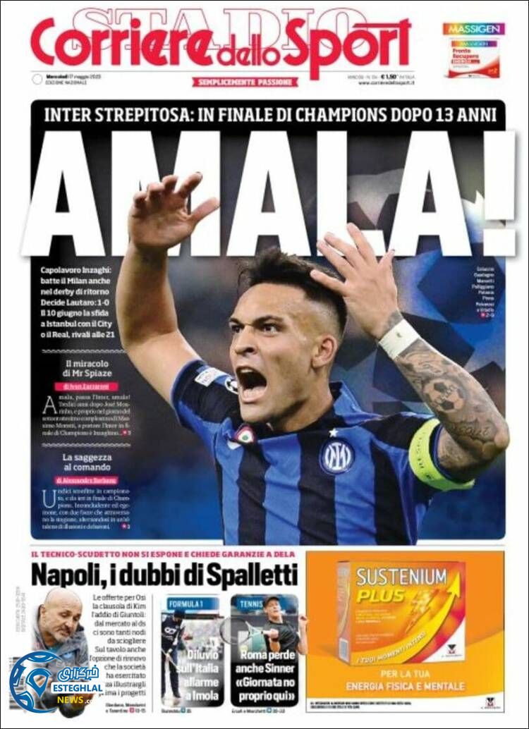 روزنامه ورزشی کوریره دلو اسپورت چهارشنبه 27 اردیبهشت 1402 