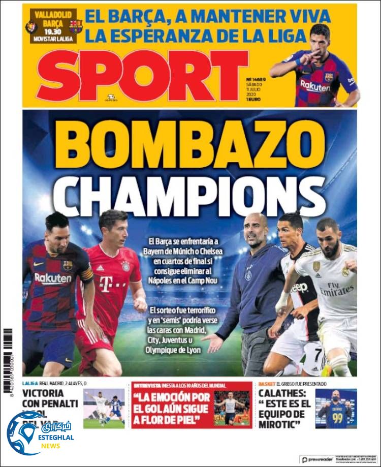 روزنامه ورزشی اسپورت شنبه 21 تیر 1399