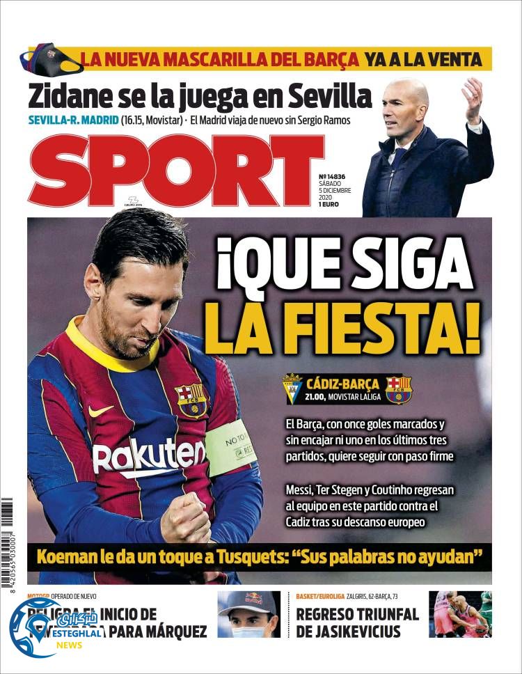 روزنامه ورزشی اسپورت شنبه 15 آذر 1399