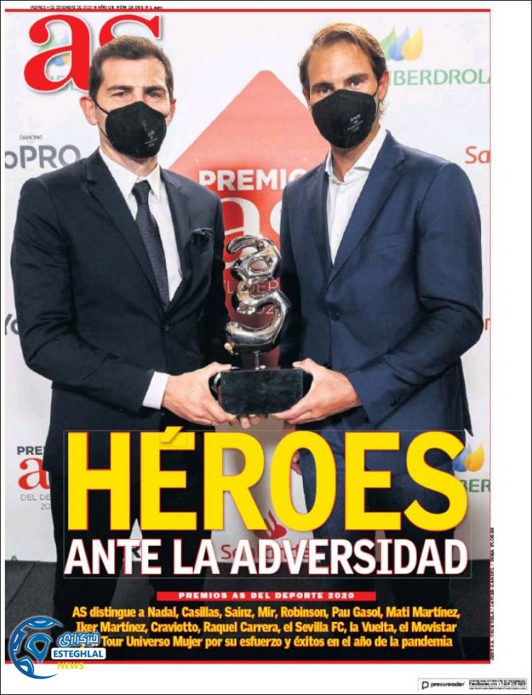 روزنامه ورزشی آاس جمعه 14 آذر 1399