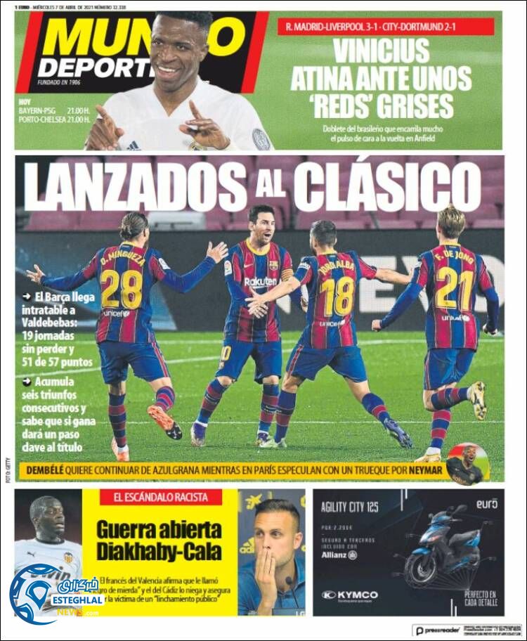 روزنامه ورزشی موندو دپورتیوو چهارشنبه 18 فروردین 1400